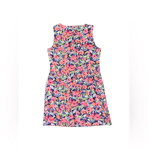 Talbots Sheath Dress Petite Size 10P Floral Tulips Sleeveless Cotton Cocktail - Picture 1 of 6